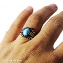 انگشتر فیروزه مردانه اصل با رکاب چهار چنگ کد RN-13