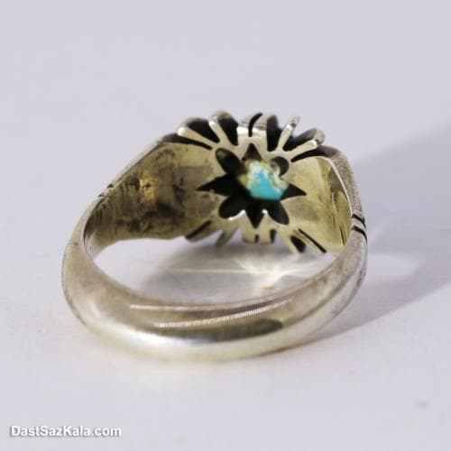 انگشتر فیروزه مردانه اصل با رکاب چهار چنگ کد RN-13