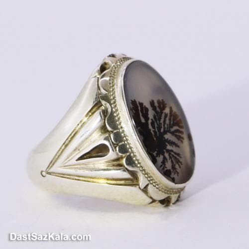 انگشتر شجر مردانه اصل با رکاب شیخ احمد مدل تک درخت کد RN-12