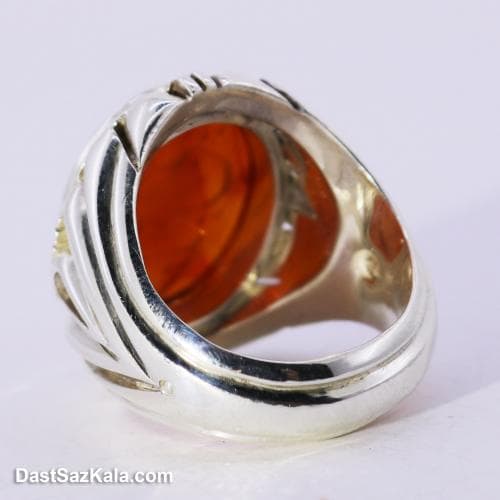 انگشتر مردانه عقیق یمنی اصل با رکاب نقره شیخ احمد RN-23