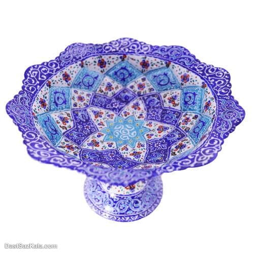 بستنی خوری میناکاری مسی پایه دار 14 سانتی کد LT-83