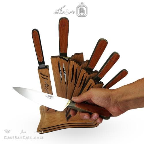 ست چاقوی آشپزخانه زنجان به همراه استند چوبی کد MS-14