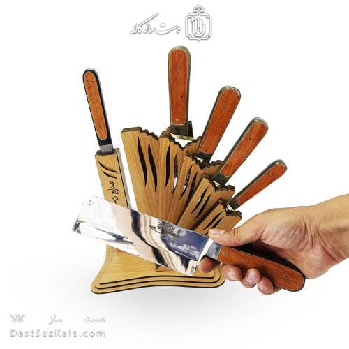 ست چاقوی آشپزخانه زنجان به همراه استند چوبی کد MS-14