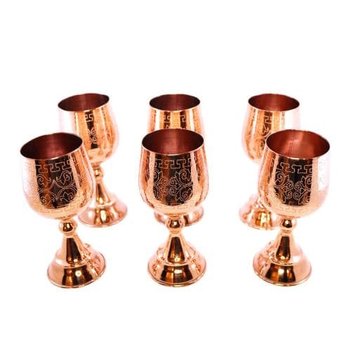 ست گلاسه مسی طرح دار توپی 6 عددی کد SSH-52