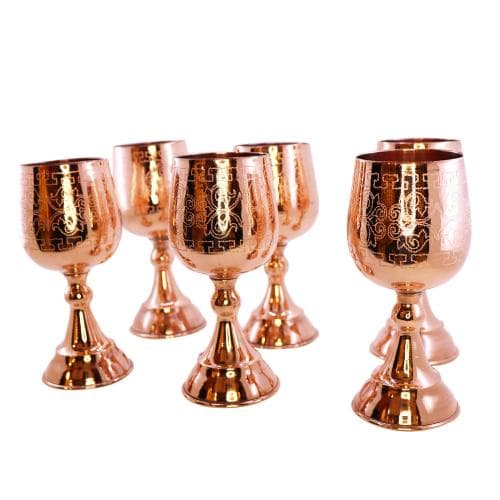 ست گلاسه مسی طرح دار توپی 6 عددی کد SSH-52