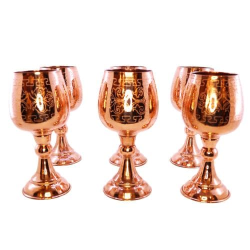 ست گلاسه مسی طرح دار توپی 6 عددی کد SSH-54