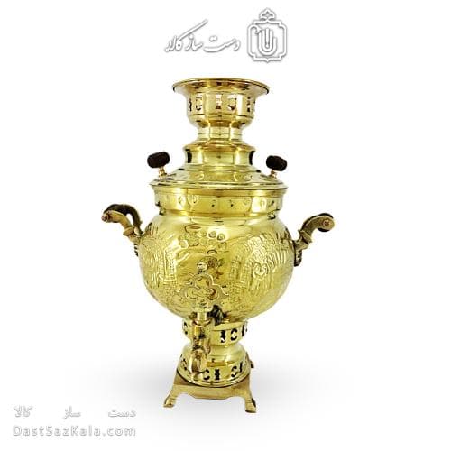 سماور ذغالی برنجی طرح دار 3 لیتری کد AH-137