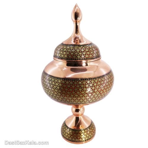 شکلات خوری مس و خاتم اصفهان 27 سانتی قرمز کد MJ-66