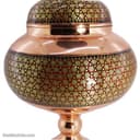 شکلات خوری خاتم کاری مسی پایه دار 30 سانتی قرمز کد MJ-65