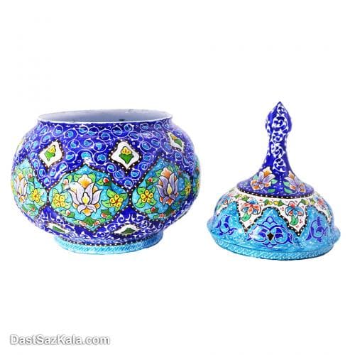 شکلات خوری میناکاری مسی درب دار کد LT-36