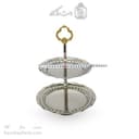 شیرینی خوری مسی دو طبقه سفید به ارتفاع 35 سانتیمتر کد AH-132