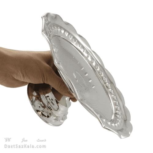 شیرینی خوری مسی سفید پایه دار جدید قطر 25 سانتیمتری کد AH-72