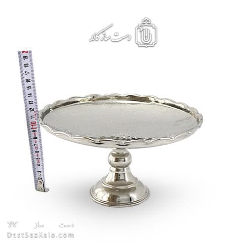 شیرینی خوری مسی سفید پایه دار زنجان قطر 22 سانتی کد AH-106