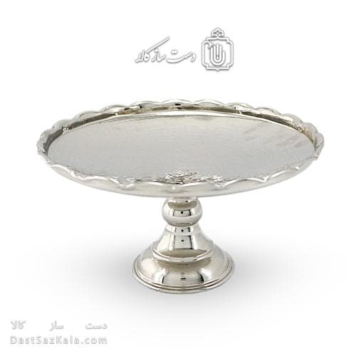 شیرینی خوری مسی سفید پایه دار زنجان قطر 22 سانتی کد AH-106