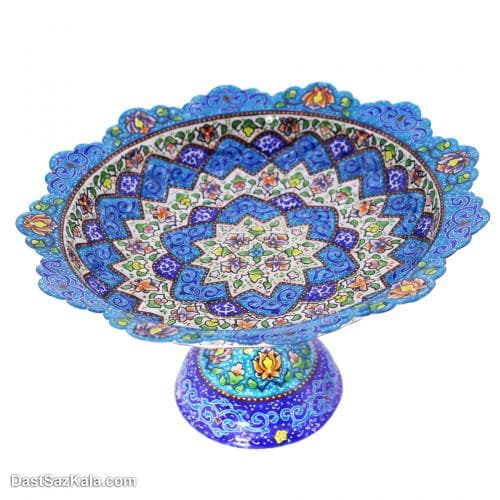 شیرینی خوری پایه دار مینا کاری مسی LT-40