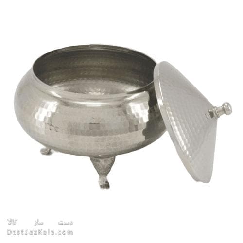 قندان مسی سفید مدل سفینه ی سه پایه 12 سانتیمتری کد AH-79