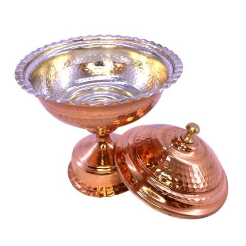 قندان مسی پایه دار چکش کاری شده زنجان 14 سانتیمتری کد SSH-60