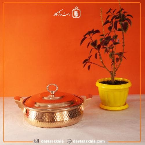 ماهیتابه درب دار مسی زنجان سایز 1 کوچک مدل تیانچه کد PA-37