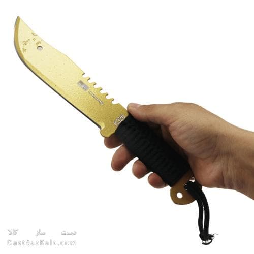 چاقوی شکاری طلایی با غلاف مشکی 31 سانتیمتری کد MN-50