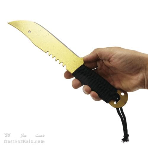 چاقوی شکاری طلایی با غلاف مشکی 31 سانتیمتری کد MN-50