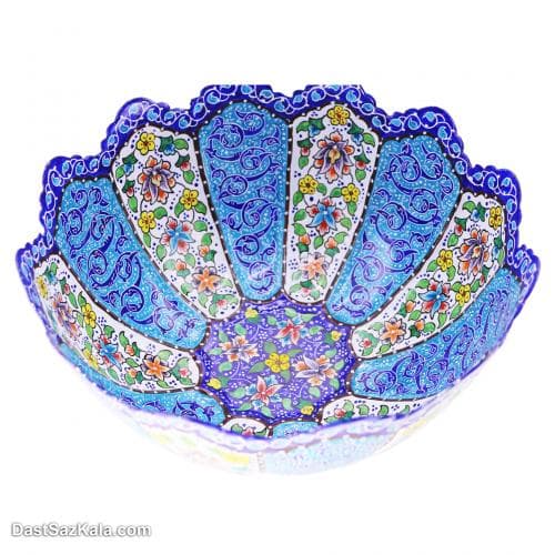 کاسه و بشقاب مسی میناکاری 25 سانتی کد LT-39