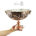 کاسه پایه دار مسی قلم زنی زنجان نانو شده قطر 28 سانتی AH-112