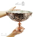 کاسه پایه دار مسی قلم زنی زنجان نانو شده قطر 28 سانتی AH-112