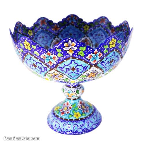 کاسه میناکاری پایه دار مسی کد LT-44