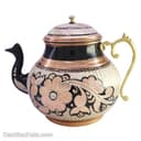 کتری و قوری مسی الماس تراش نقره کوب کد AH-12