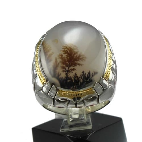 انگشتر شجر مردانه با رکاب شیخ احمد زنجانی چهار سوراخ SG-165