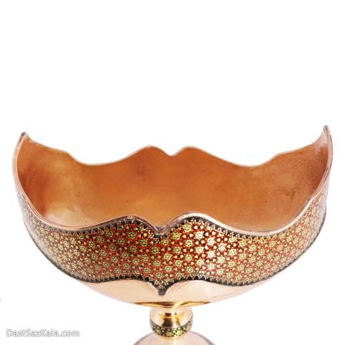 کشکول مسی خاتم کاری پایه دار سایز 3 قرمز کد MJ-74