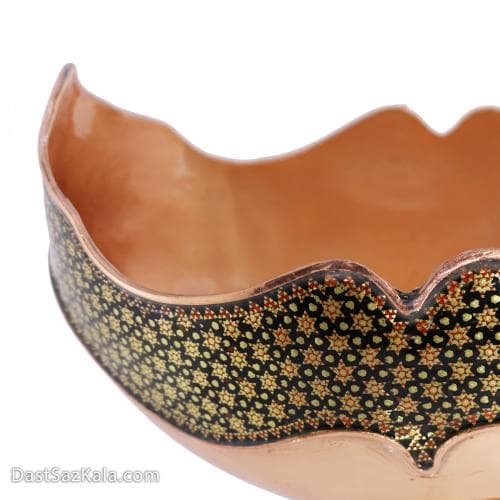 کشکول مس و خاتم اصفهان سایز 3 مشکی کد MJ-75