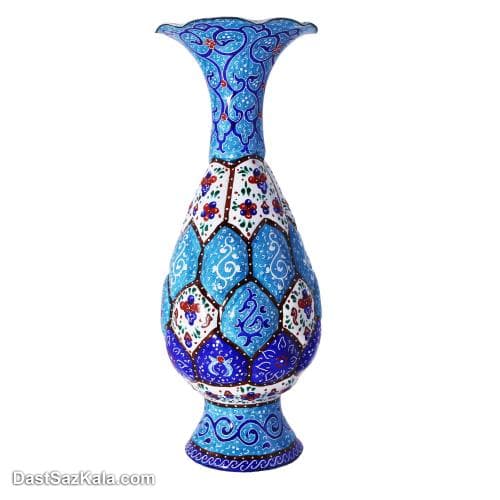 گلدان میناکاری مسی مدل کوزه ای 16 سانتی کد LT-91