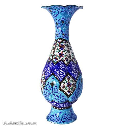 گلدان کوزه ای میناکاری مسی 16 سانتی کد LT-93