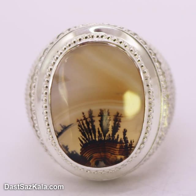 انگشتر شجر اصل مردانه با رکاب حصیری شیخ احمد زنجان کد RN-43