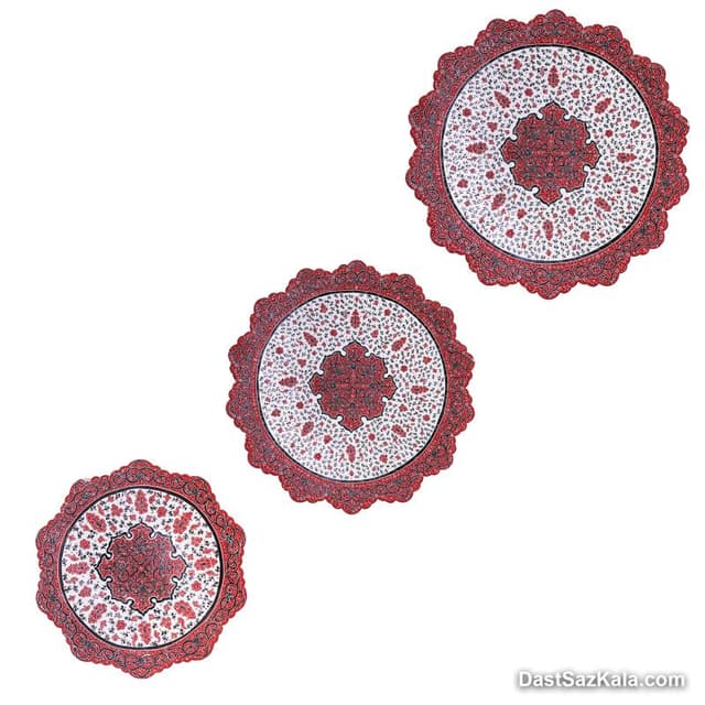 ست بشقاب و دیوارکوب میناکاری مسی 3 تایی کد LT-67