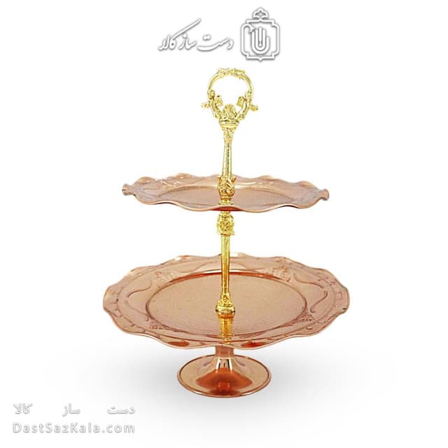 شیرینی خوری دو طبقه مسی به ارتفاع 30 سانتیمتر کد AH-133