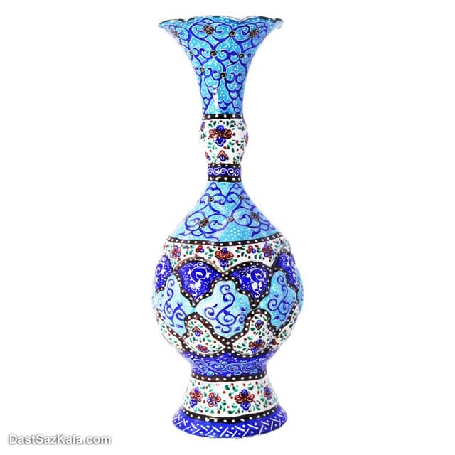 گلدان میناکاری 20 سانتی مسی مدل کوزه ای کد LT-89