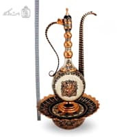 آفتابه لگن مسی الماس تراش نقره کوب جلال مدل تخت کد MJ-120