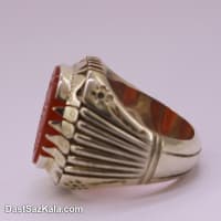 انگشتر مردانه عقیق کهنه هندی خط دار با رکاب شیخ احمد RN-37