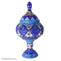 قندان میناکاری مسی پایه دار 23 سانتیمتری کد LT-49