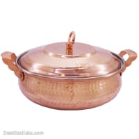 ماهیتابه درب دار مسی زنجان سایز 1 کوچک مدل تیانچه کد PA-37