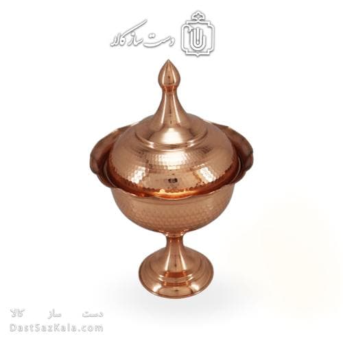 آجیل خوری مسی درب دار30 سانتی کد HSH-11