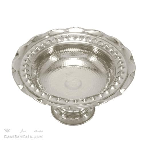 آجیل خوری مسی سفید زنجان قطر 25 سانتیمتری پایه دار کد AH-73