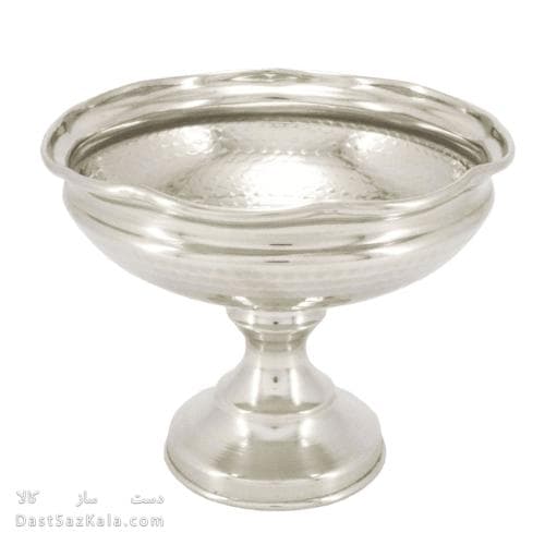 آجیل خوری مسی پایه دار با روکش کروم لبه چین 22سانتی کد AH-45