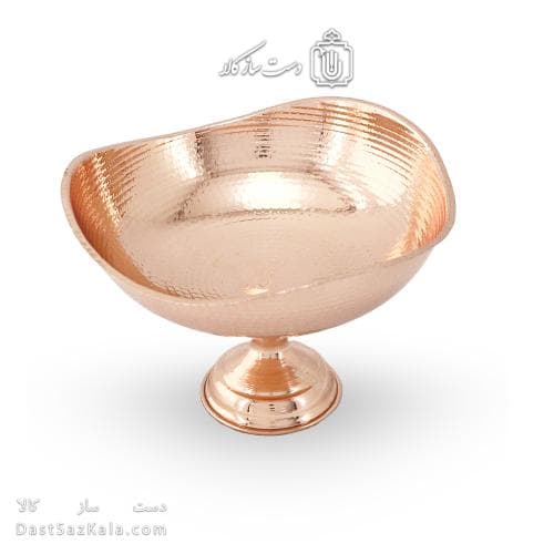 آجیل خوری مسی پایه دار زنجان مدل سه گوش 22 سانتی کد AH-26