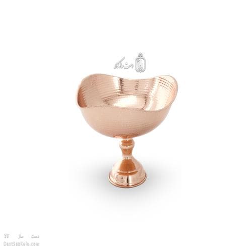 آجیل خوری مسی پایه دار زنجان مدل سه گوش 22 سانتی کد AH-26