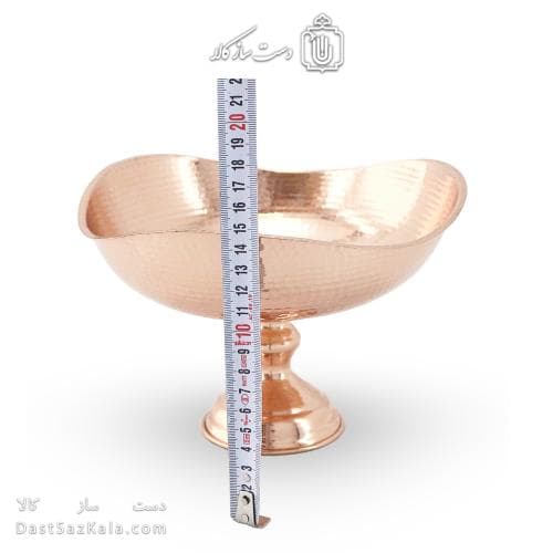 آجیل خوری مسی پایه دار زنجان مدل سه گوش 22 سانتی کد AH-26