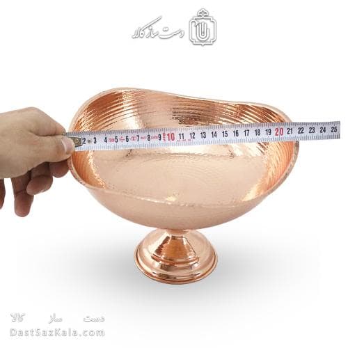 آجیل خوری مسی پایه دار زنجان مدل سه گوش 22 سانتی کد AH-26