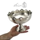 آجیل خوری مسی پایه دار سفید مدل ستاره ای 20 سانتی کد AH-37